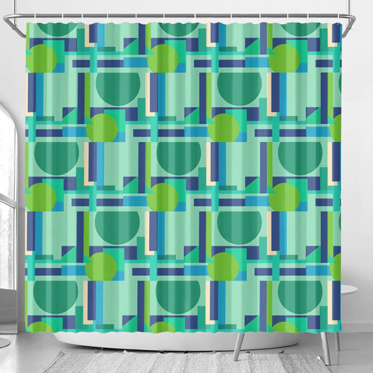 Abstract Geometric Colorful Retro Aesthetic Modern Boho Art Deco Inspired Shower Curtain - POP DECO