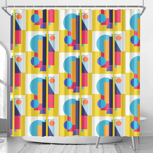 Abstract Geometric Colorful Retro Aesthetic Modern Boho Art Deco Inspired Shower Curtain - POP DECO