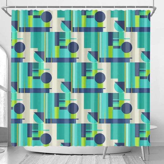 Abstract Geometric Colorful Retro Aesthetic Modern Boho Art Deco Inspired Shower Curtain - POP DECO