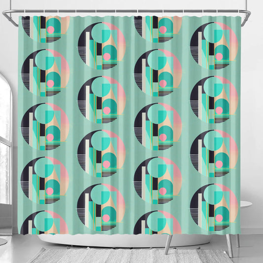 Abstract Geometric Colorful Retro Aesthetic Modern Boho Art Deco Inspired Shower Curtain - POP DECO