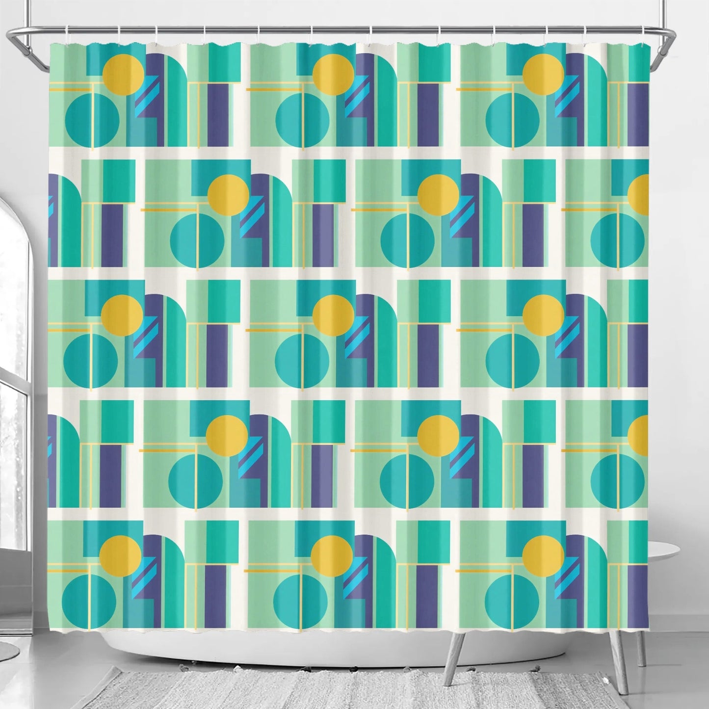 Abstract Geometric Colorful Retro Aesthetic Modern Boho Art Deco Inspired Shower Curtain - POP DECO