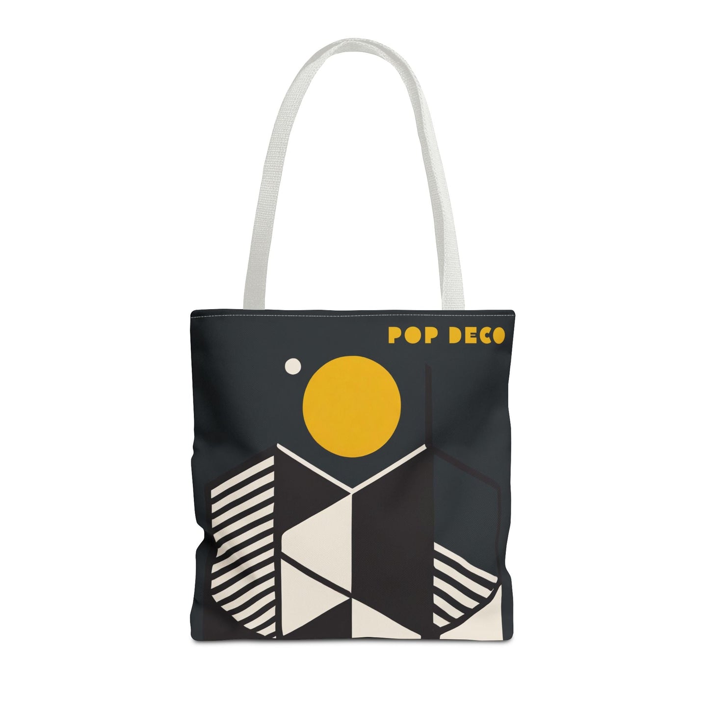 Abstract Geometric Tote Bag | Honeycomb Moon Black Totes - POP DECO