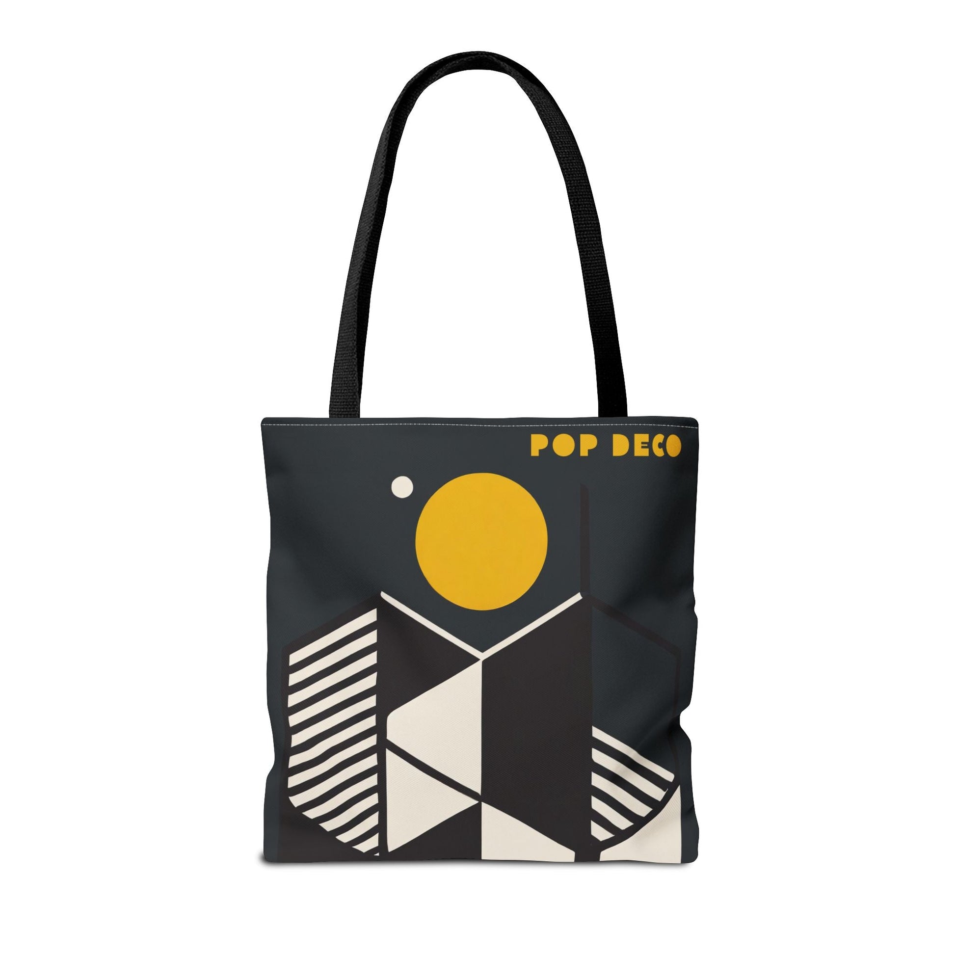 Abstract Geometric Tote Bag | Honeycomb Moon Black Totes - POP DECO