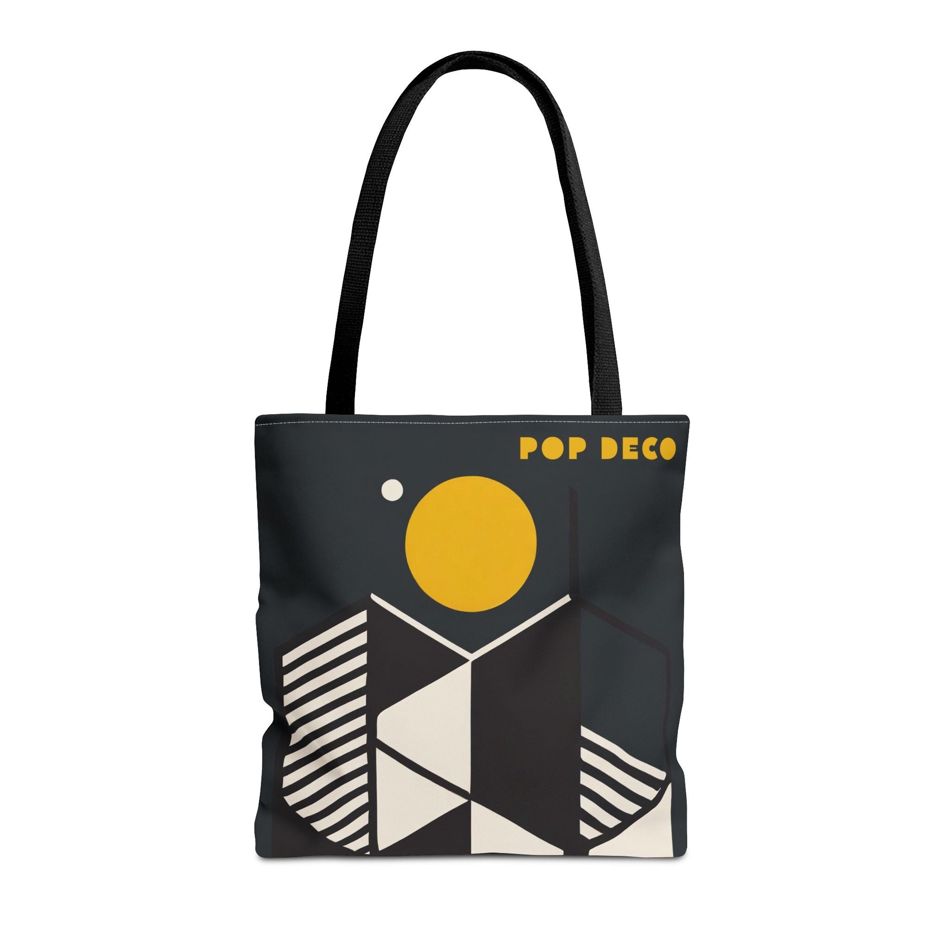 Abstract Geometric Tote Bag | Honeycomb Moon Black Totes - POP DECO