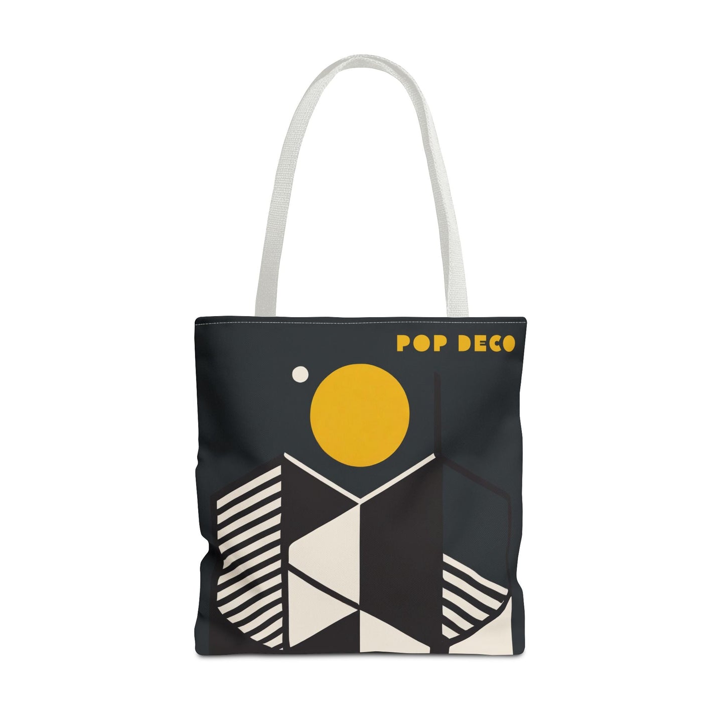 Abstract Geometric Tote Bag | Honeycomb Moon Black Totes - POP DECO