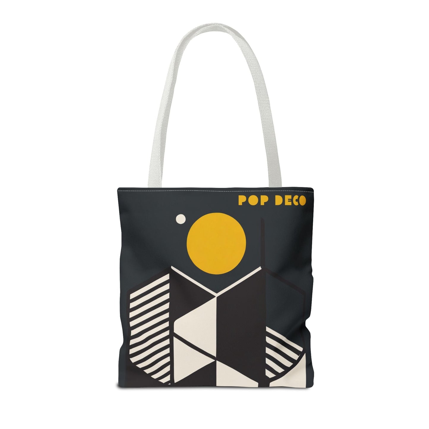 Abstract Geometric Tote Bag | Honeycomb Moon Black Totes - POP DECO