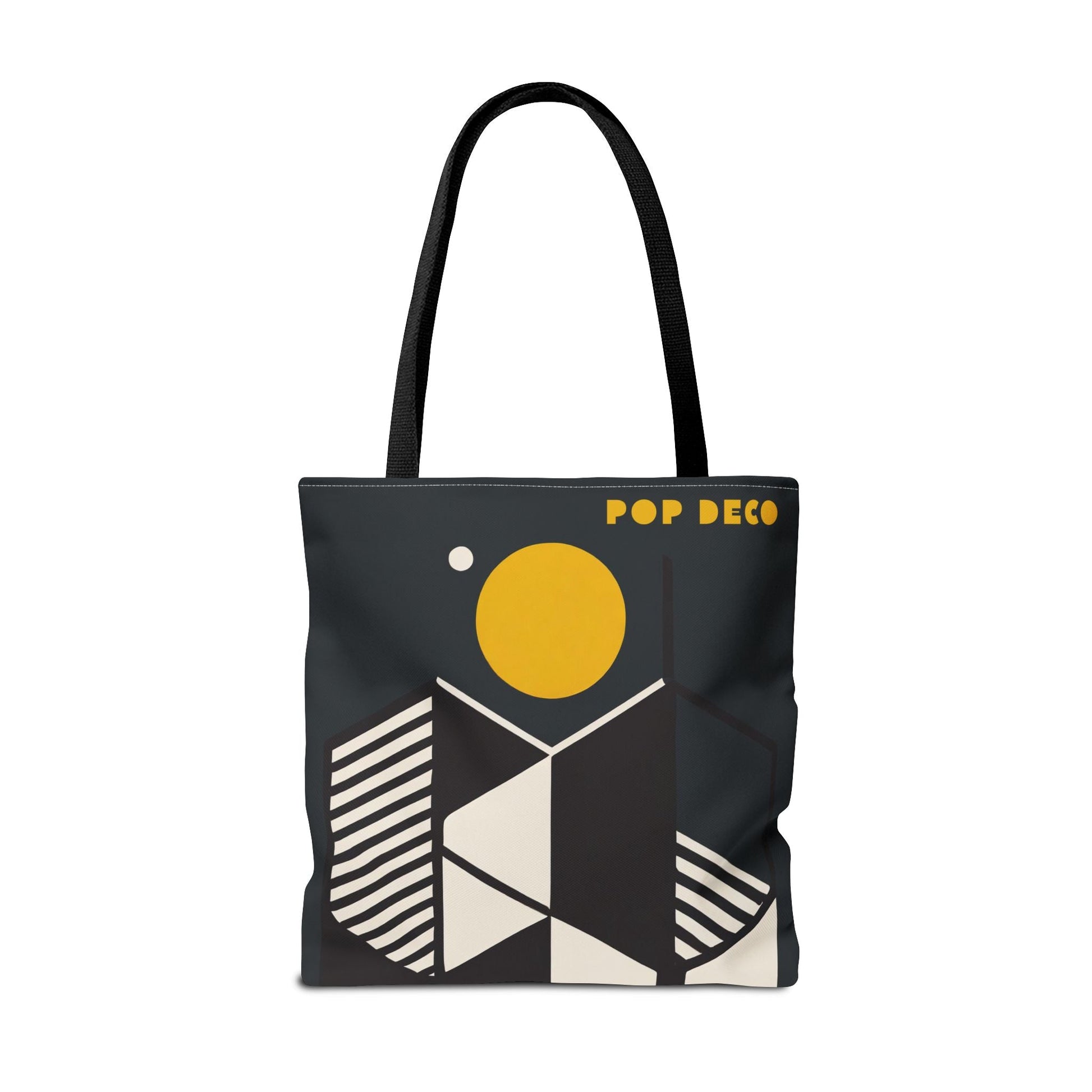 Abstract Geometric Tote Bag | Honeycomb Moon Black Totes - POP DECO