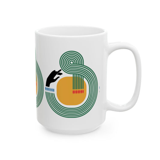 Abstract Hand Silhouette Coffee Mug | Colorful Bauhaus Ceramic Mug (11oz, 15oz) - POP DECO