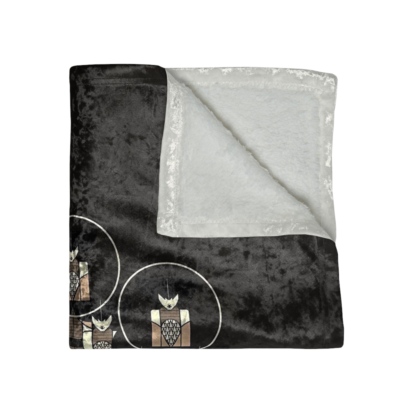 Art Deco Glamour Black Crushed Velvet Blanket | Vienna Secession Colorful Neutrals Throw - POP DECO