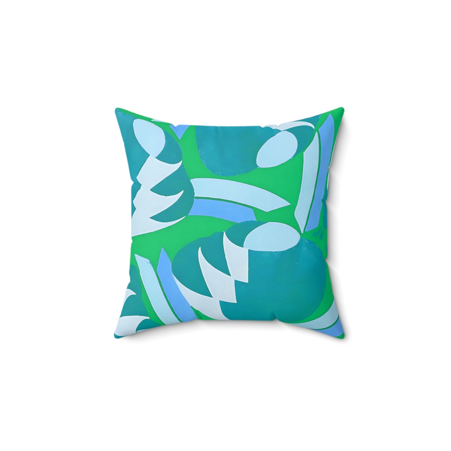 Art Deco Prismes Abstract Blue and Green Pastel Aesthetic Throw Pillow - POP DECO