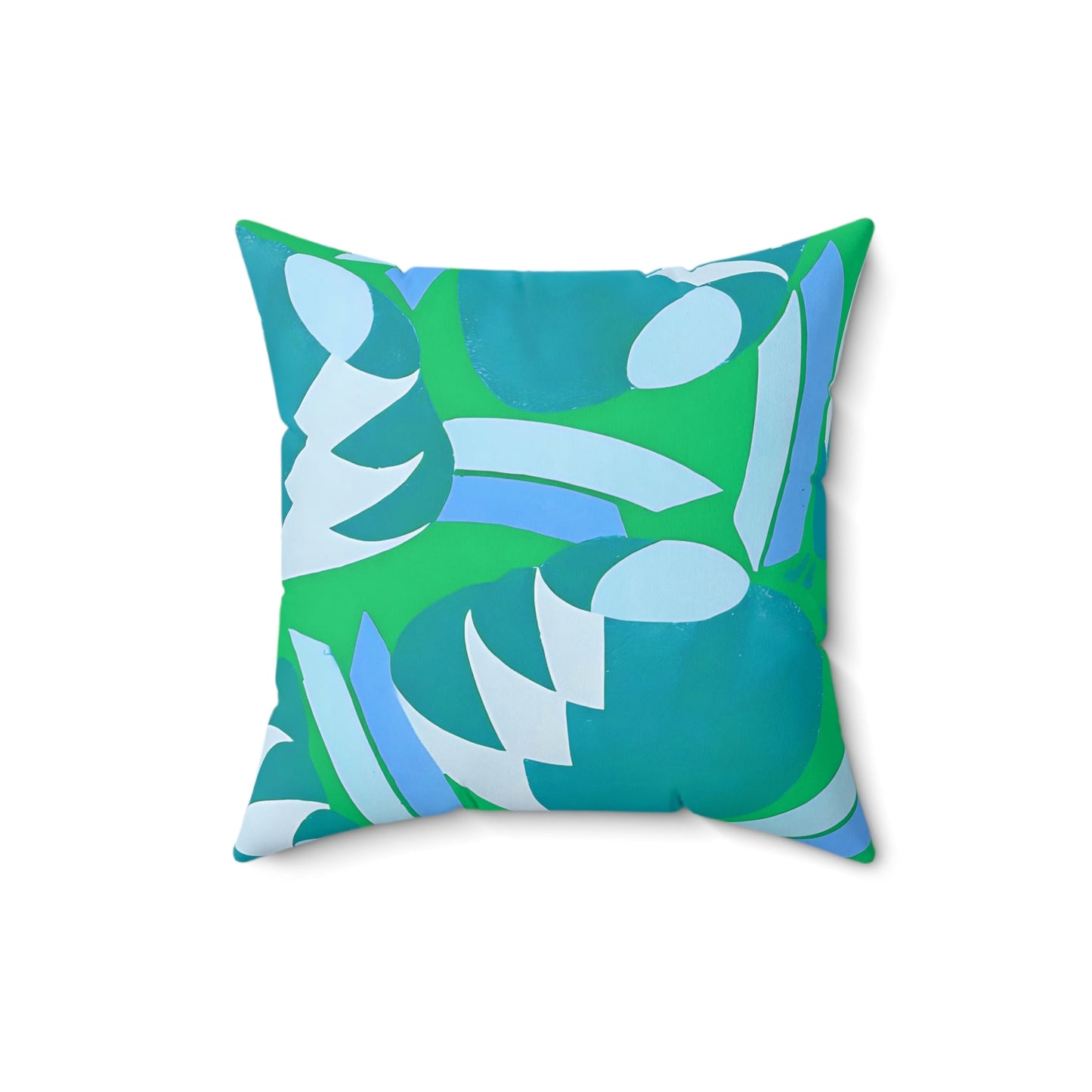 Art Deco Prismes Abstract Blue and Green Pastel Aesthetic Throw Pillow - POP DECO