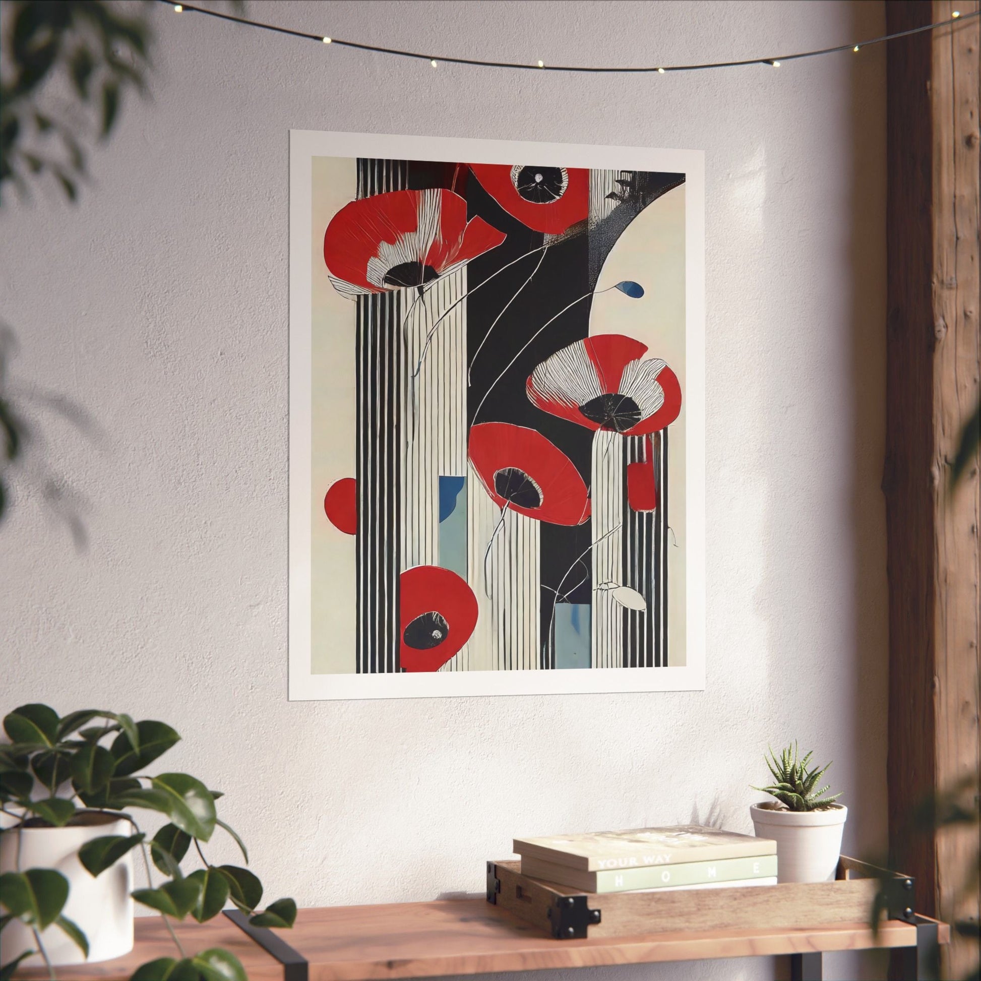 Art Deco Red Poppies Wall Art | Abstract Pop Deco Floral Wall Art for Gallery Wall - POP DECO