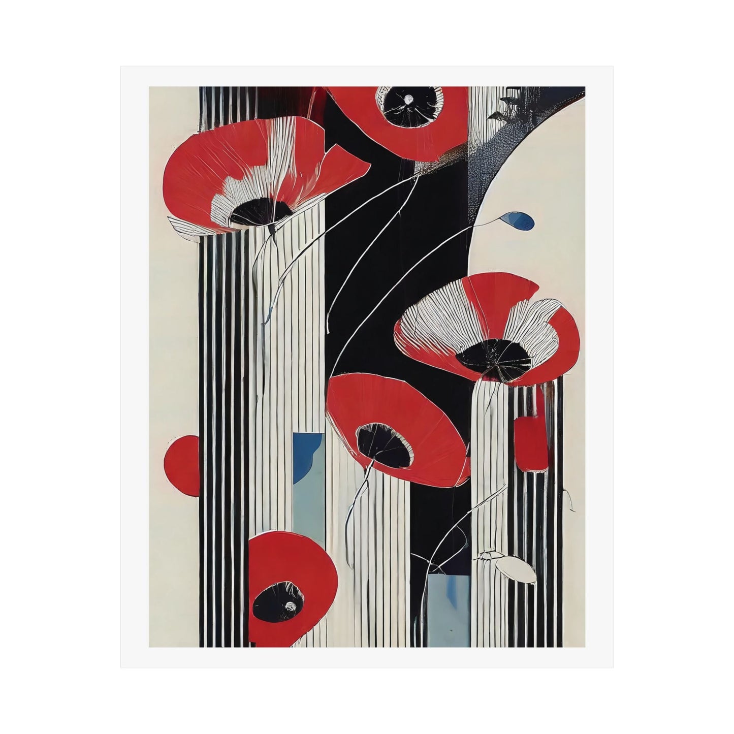 Art Deco Red Poppies Wall Art | Abstract Pop Deco Floral Wall Art for Gallery Wall - POP DECO