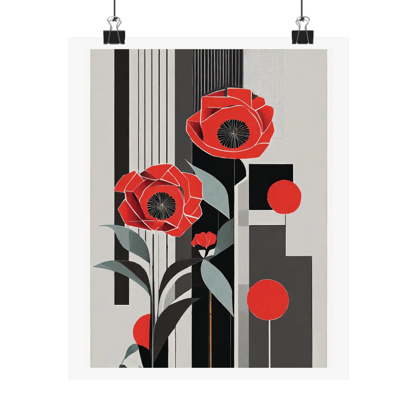 Art Deco Red Poppies Wall Art | Abstract Pop Deco Floral Wall Art for Gallery Wall - POP DECO