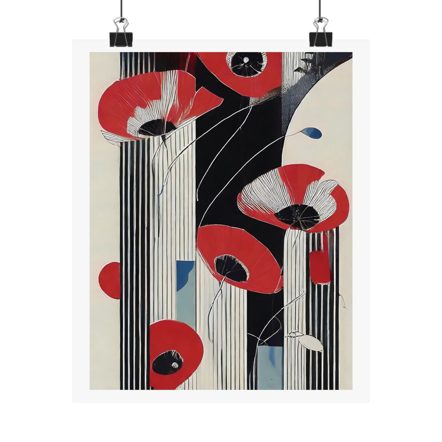 Art Deco Red Poppies Wall Art | Abstract Pop Deco Floral Wall Art for Gallery Wall - POP DECO