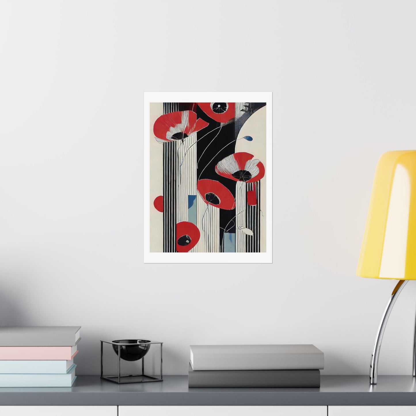 Art Deco Red Poppies Wall Art | Abstract Pop Deco Floral Wall Art for Gallery Wall - POP DECO