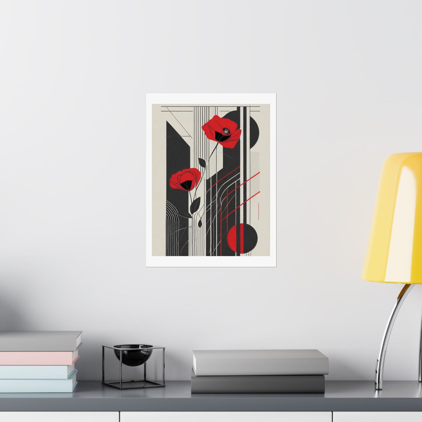 Art Deco Red Poppies Wall Art | Abstract Pop Deco Floral Wall Art for Gallery Wall - POP DECO