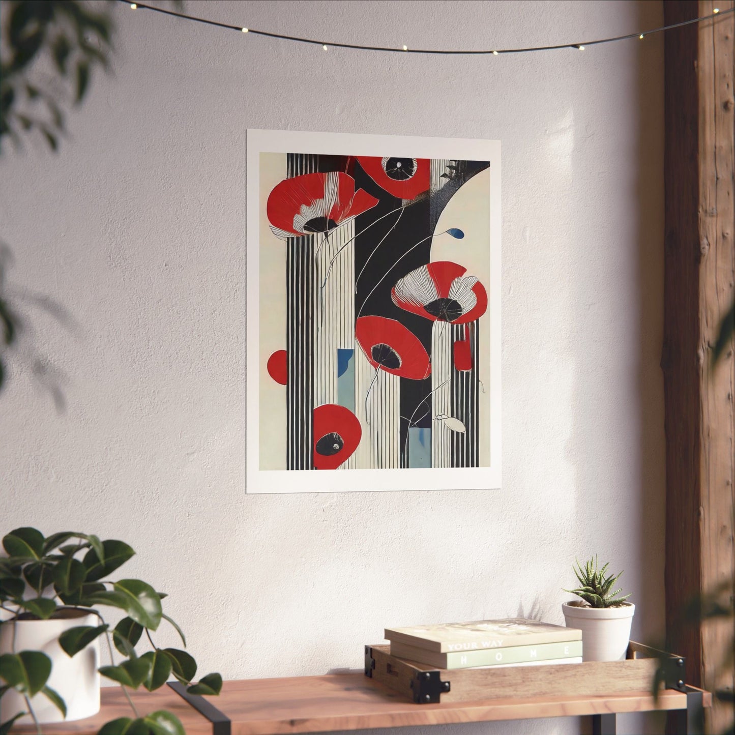 Art Deco Red Poppies Wall Art | Abstract Pop Deco Floral Wall Art for Gallery Wall - POP DECO