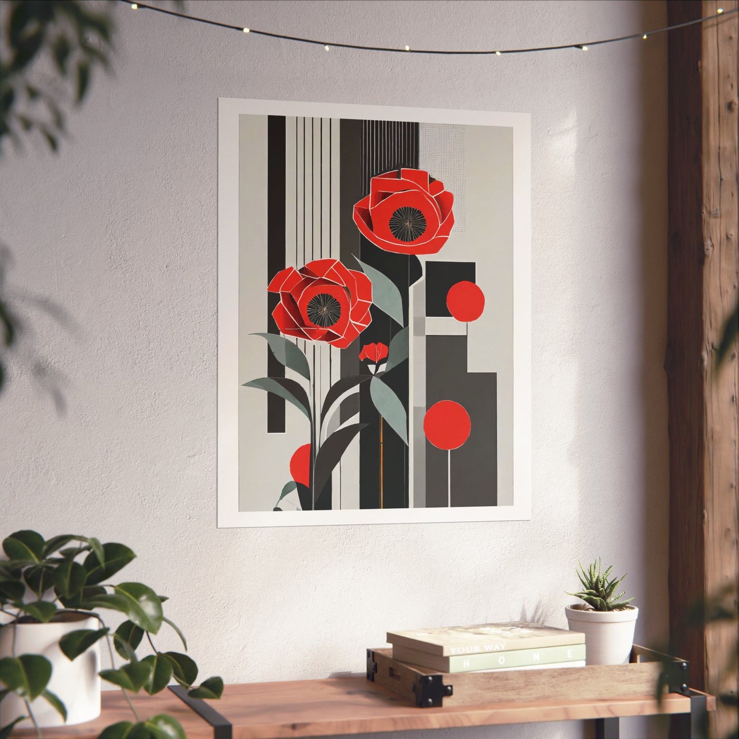 Art Deco Red Poppies Wall Art | Abstract Pop Deco Floral Wall Art for Gallery Wall - POP DECO