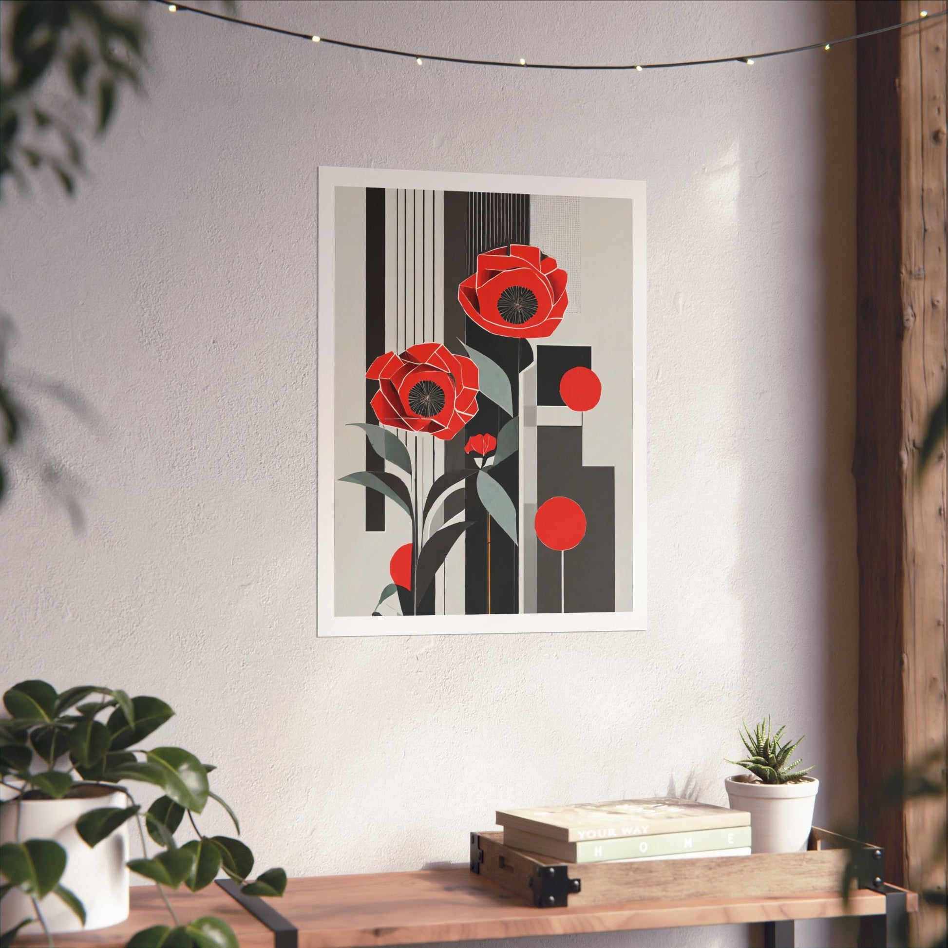 Art Deco Red Poppies Wall Art | Abstract Pop Deco Floral Wall Art for Gallery Wall - POP DECO