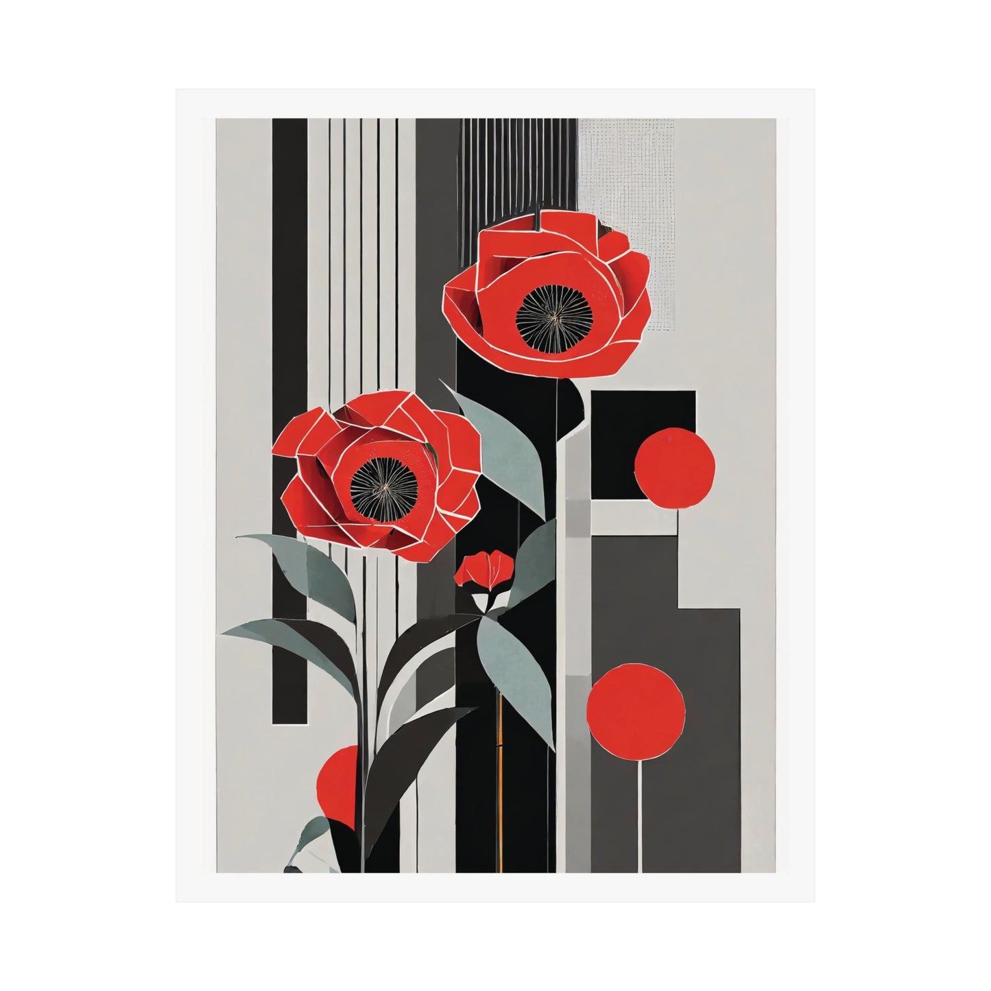 Art Deco Red Poppies Wall Art | Abstract Pop Deco Floral Wall Art for Gallery Wall - POP DECO