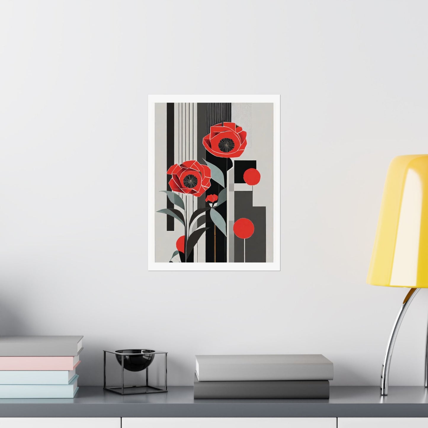 Art Deco Red Poppies Wall Art | Abstract Pop Deco Floral Wall Art for Gallery Wall - POP DECO