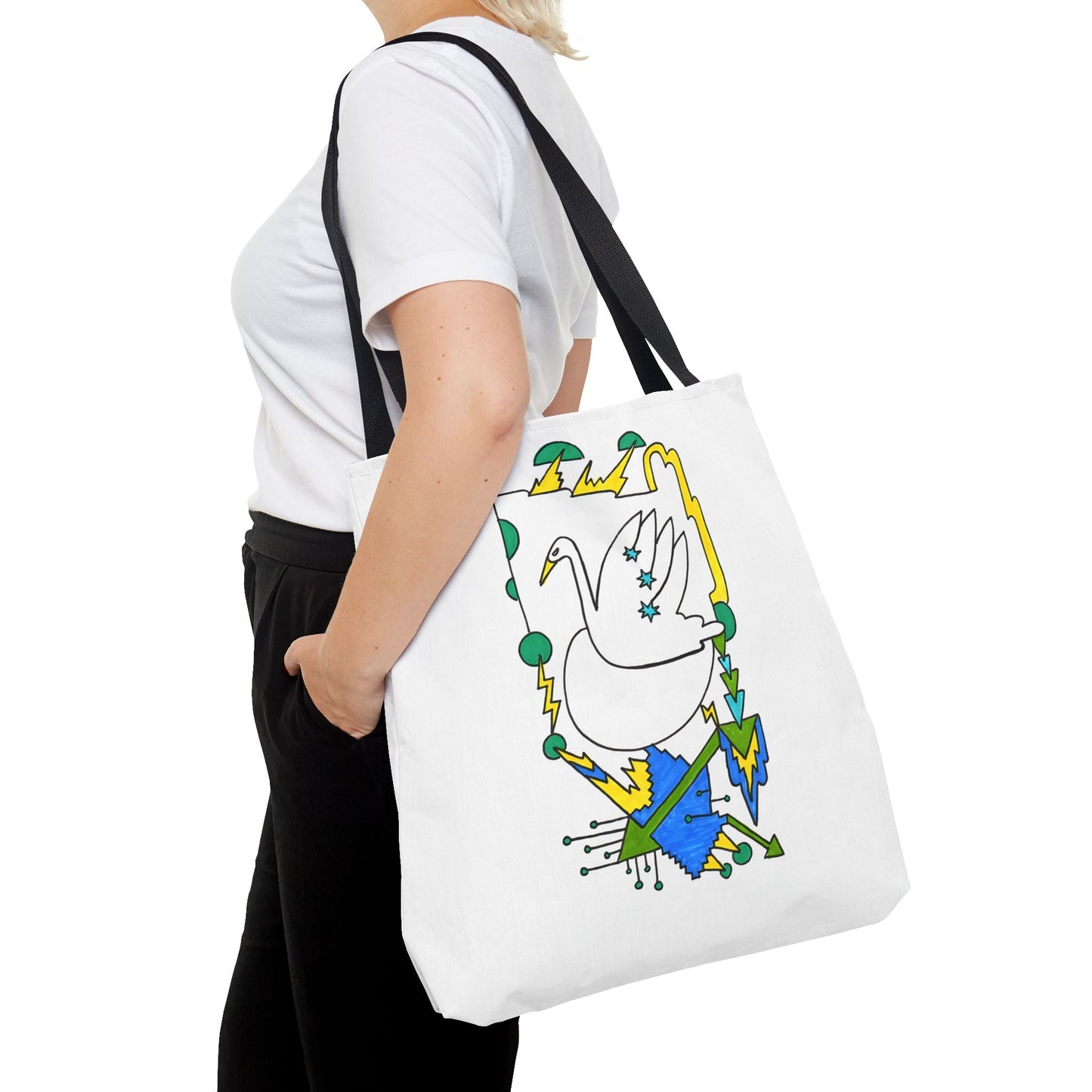 Art Deco Swan Drawing Tote Bag - POP DECO