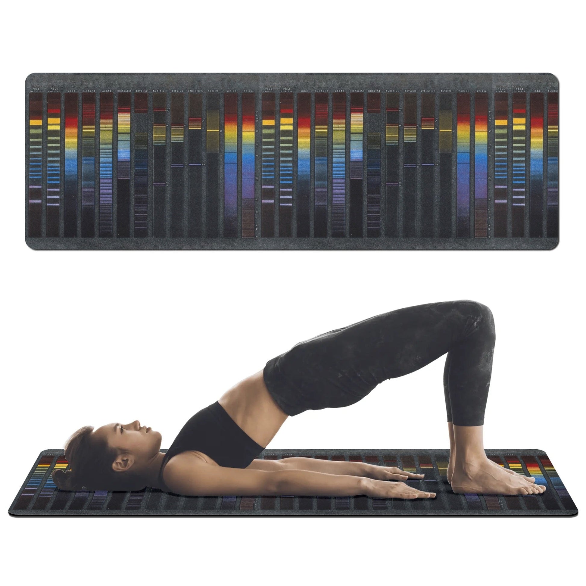 Black and Rainbow Modern Art Graphic Minimalist 4mm Rubber Yoga Mat - POP DECO