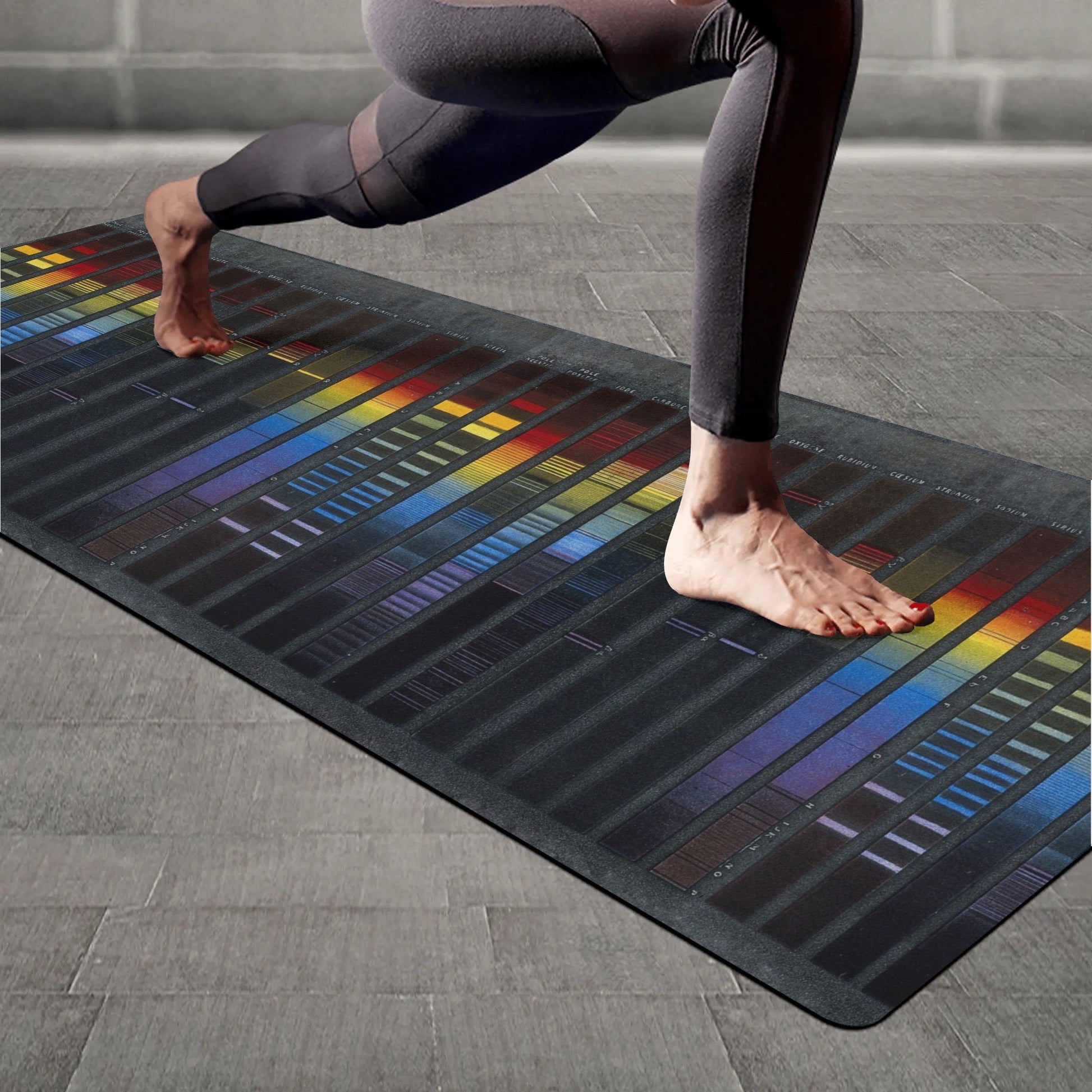 Black and Rainbow Modern Art Graphic Minimalist 4mm Rubber Yoga Mat - POP DECO