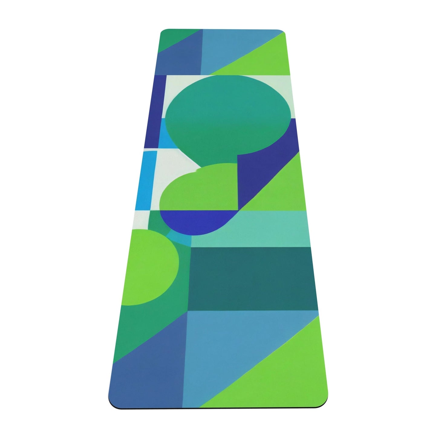 Blue and Green Abstract Geometric 4mm Rubber Yoga Mat - POP DECO