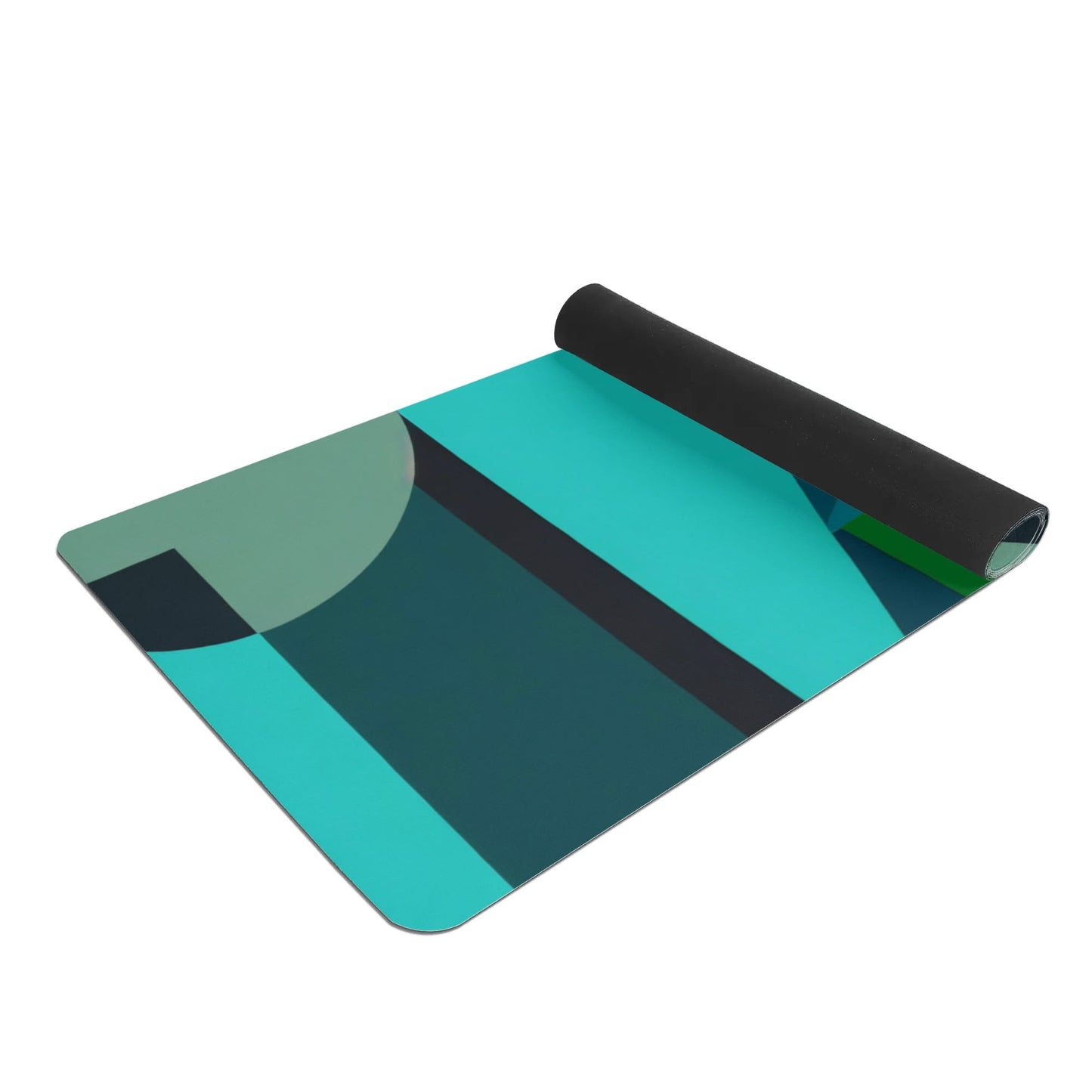 Blue and Green Abstract Modern Art 4mm Rubber Yoga Mat - POP DECO