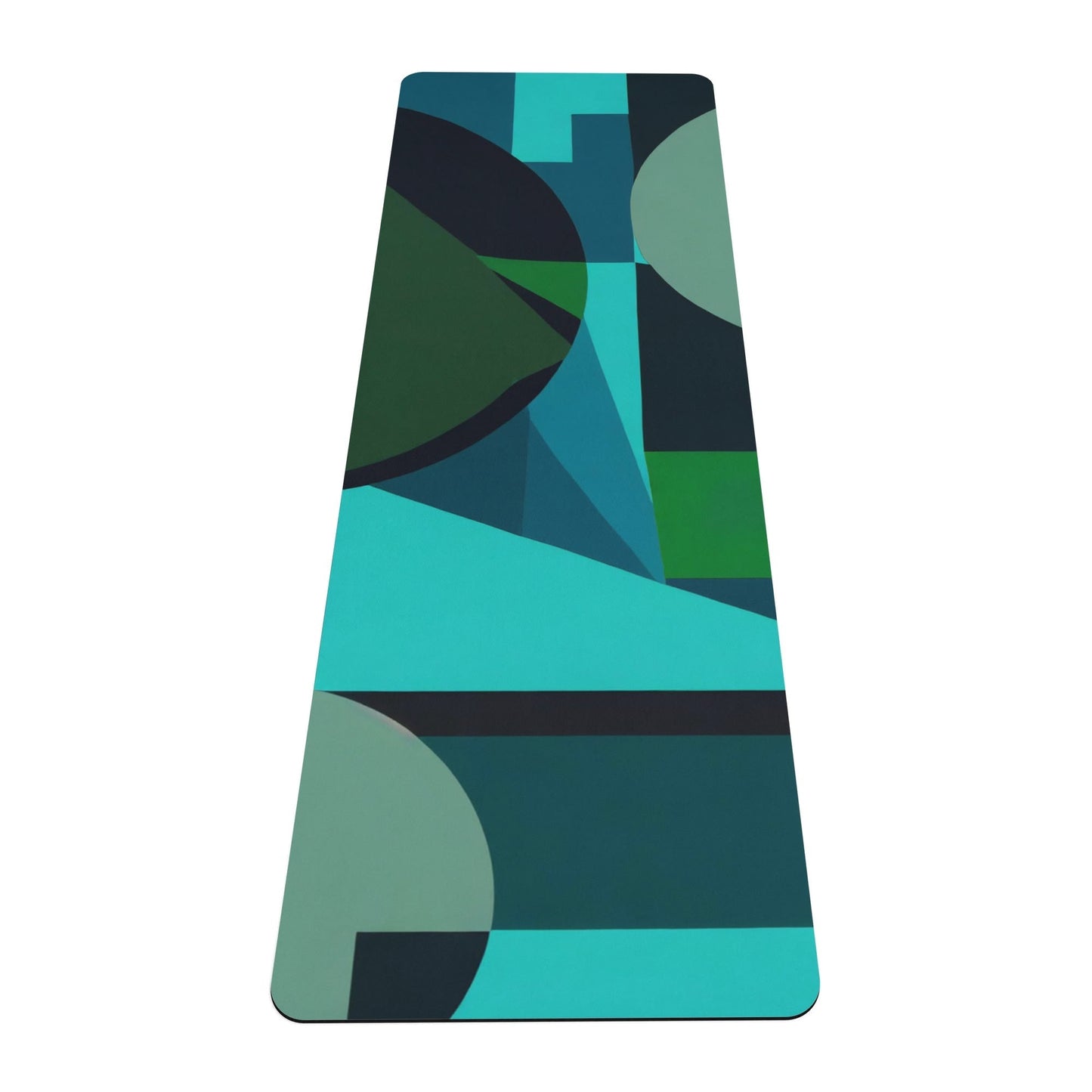 Blue and Green Abstract Modern Art 4mm Rubber Yoga Mat - POP DECO