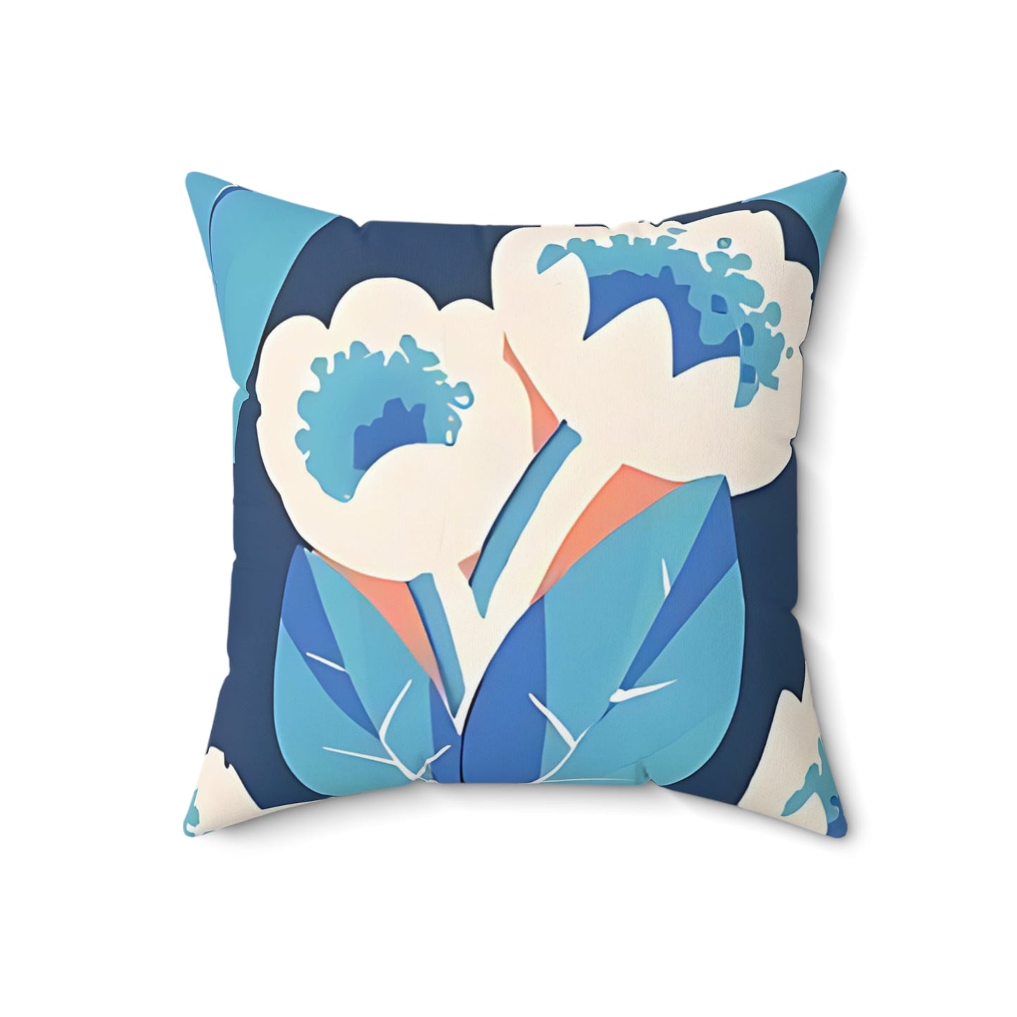 Bold Deco Floral Pink and Blue Throw Pillow - POP DECO