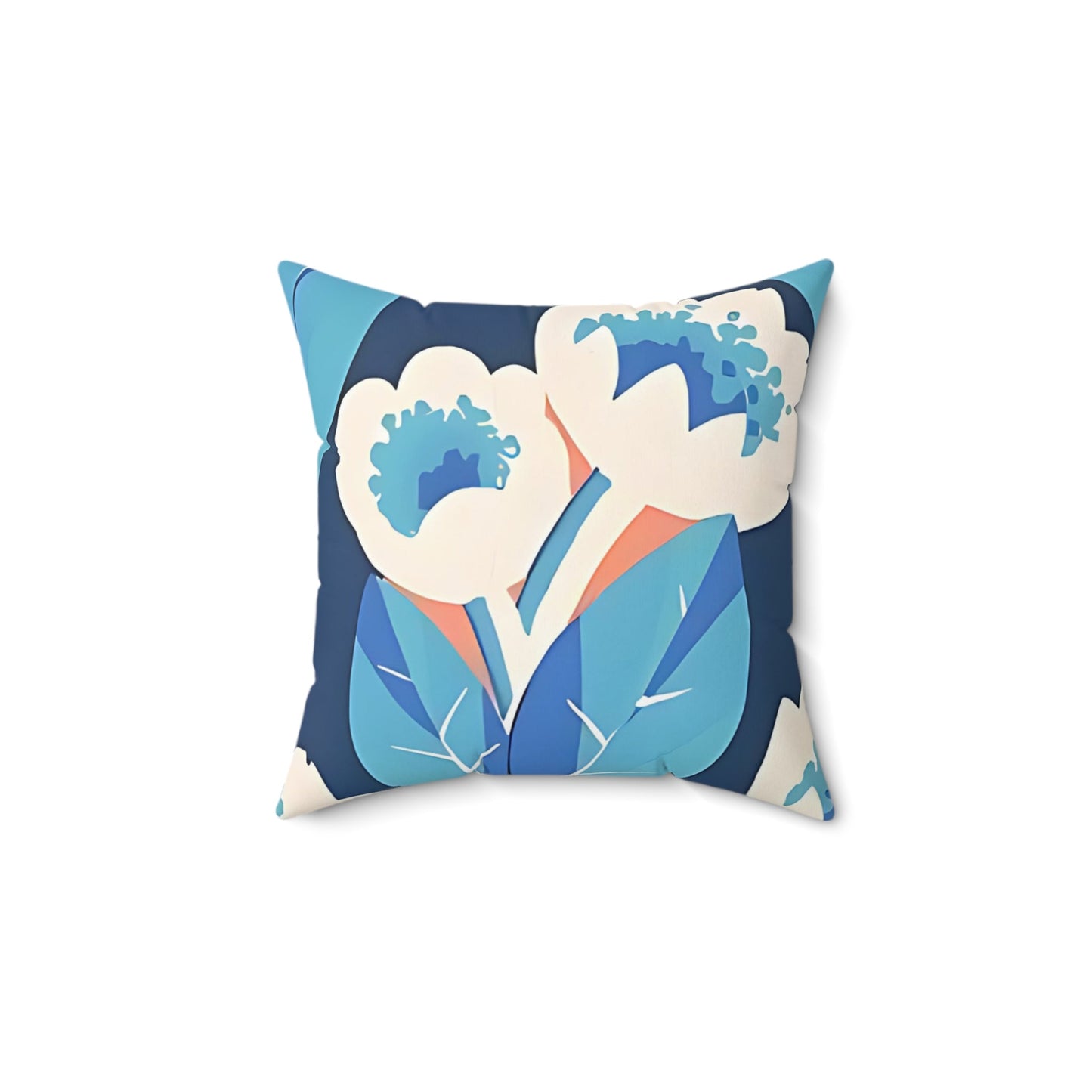 Bold Deco Floral Pink and Blue Throw Pillow - POP DECO