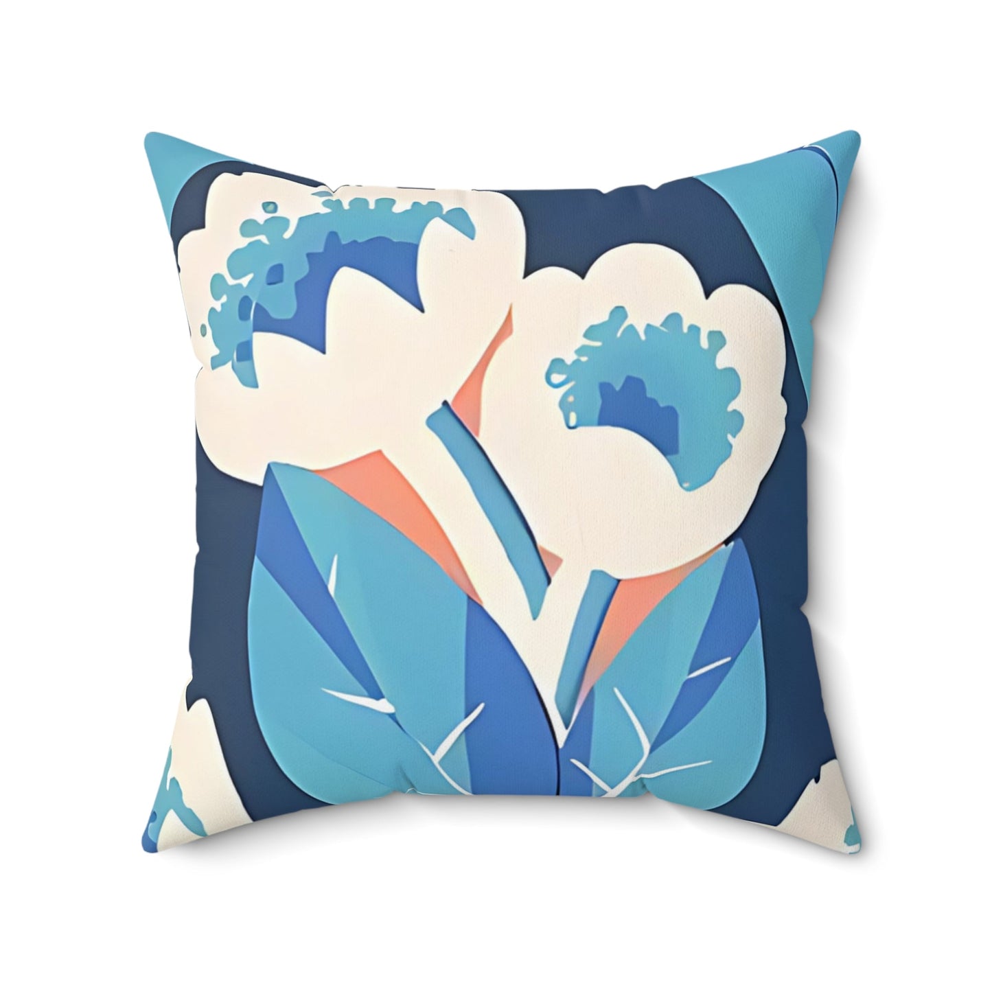 Bold Deco Floral Pink and Blue Throw Pillow - POP DECO