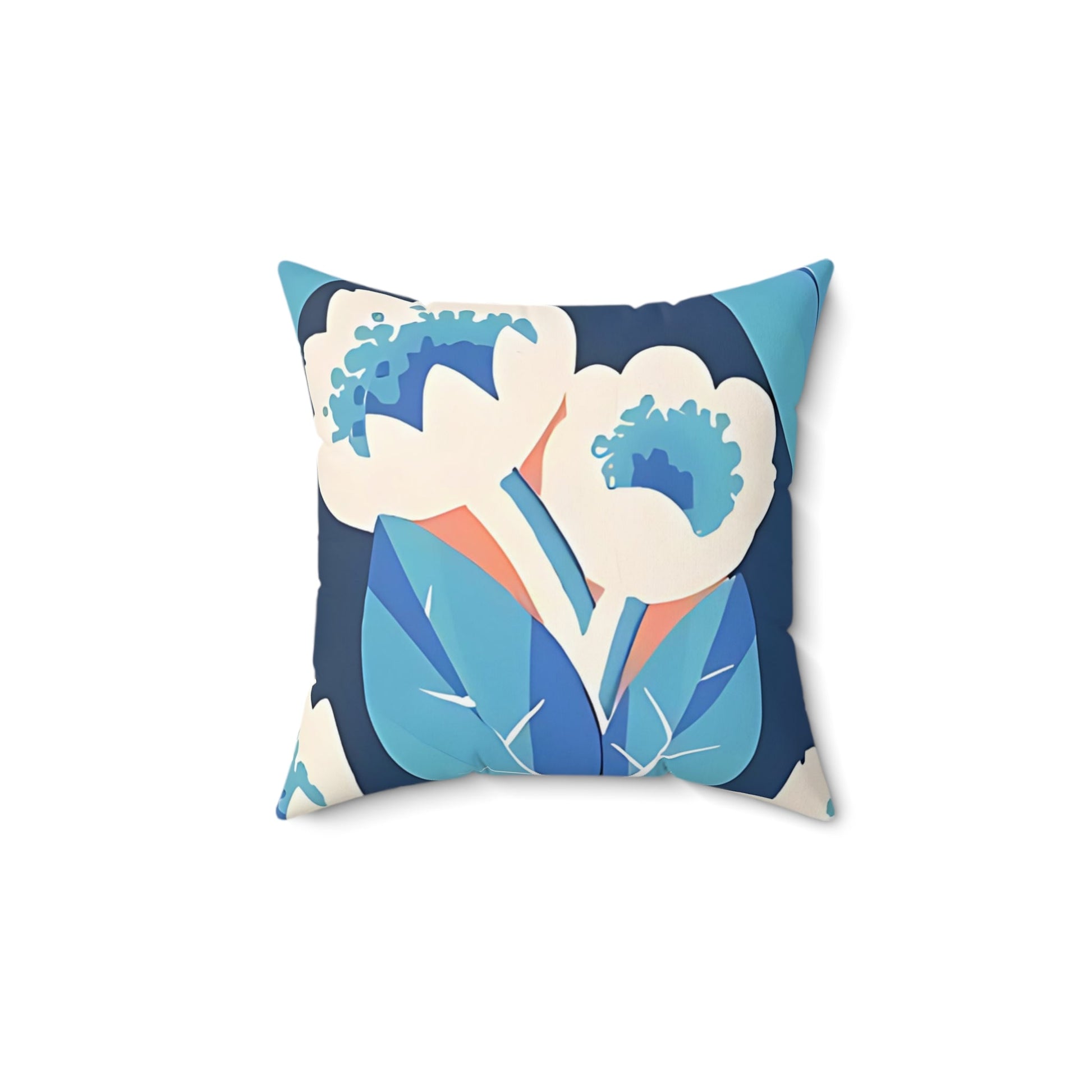 Bold Deco Floral Pink and Blue Throw Pillow - POP DECO