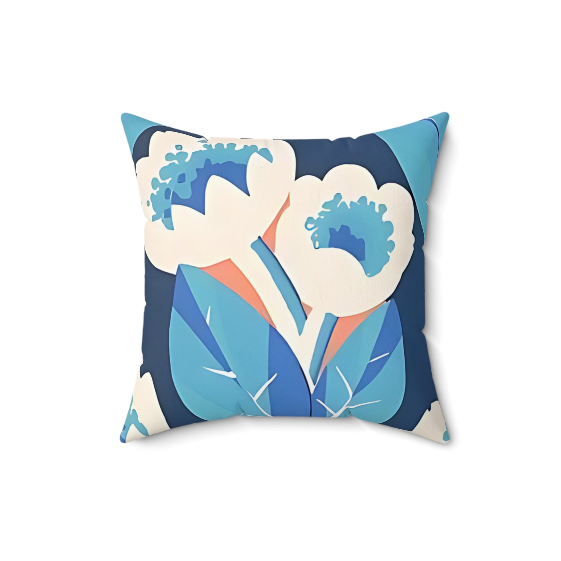 Bold Deco Floral Pink and Blue Throw Pillow - POP DECO