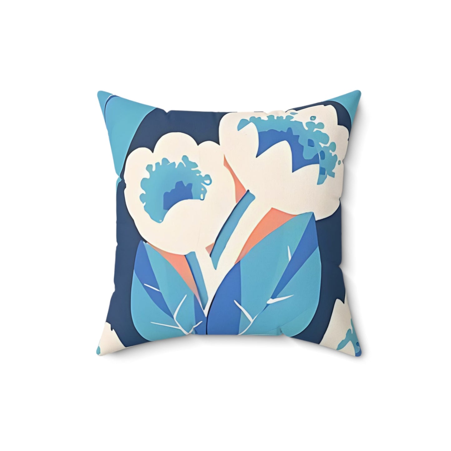 Bold Deco Floral Pink and Blue Throw Pillow - POP DECO