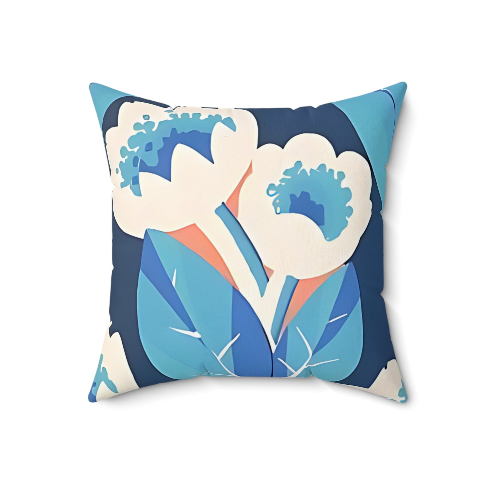 Bold Deco Floral Pink and Blue Throw Pillow - POP DECO