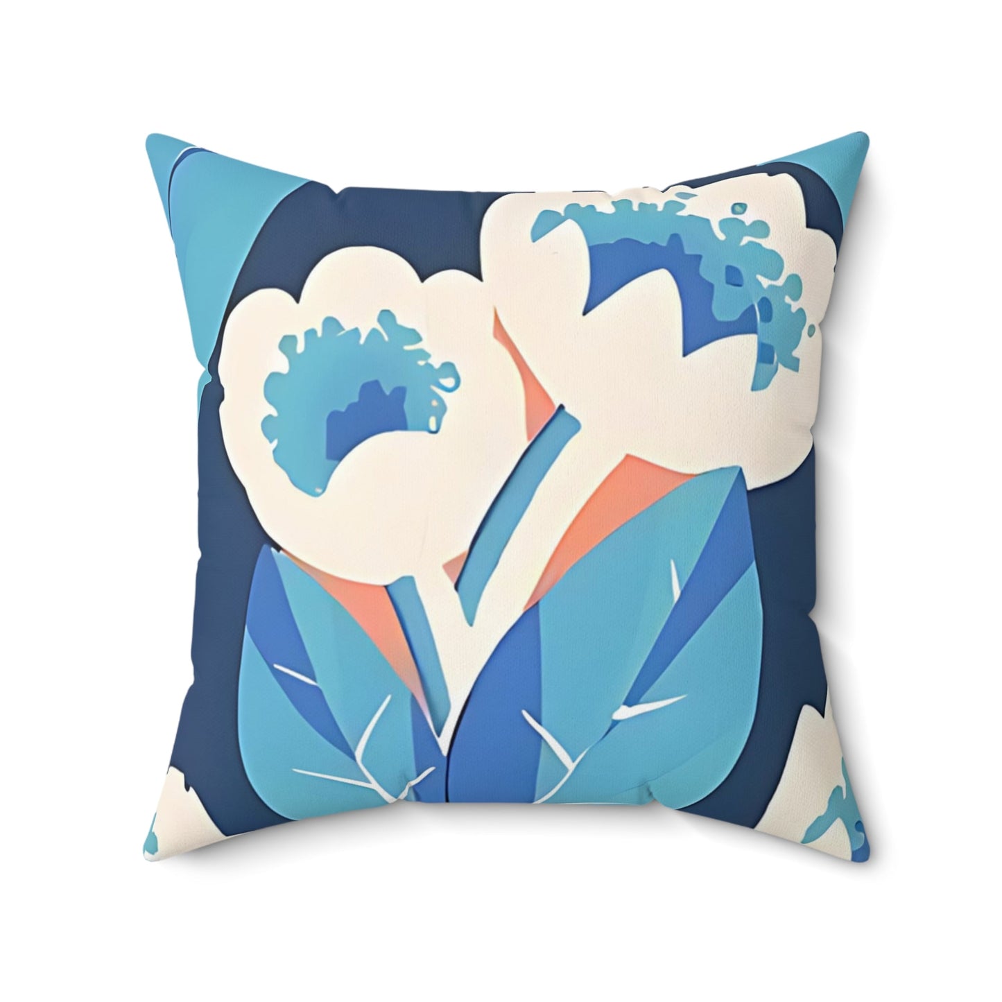 Bold Deco Floral Pink and Blue Throw Pillow - POP DECO