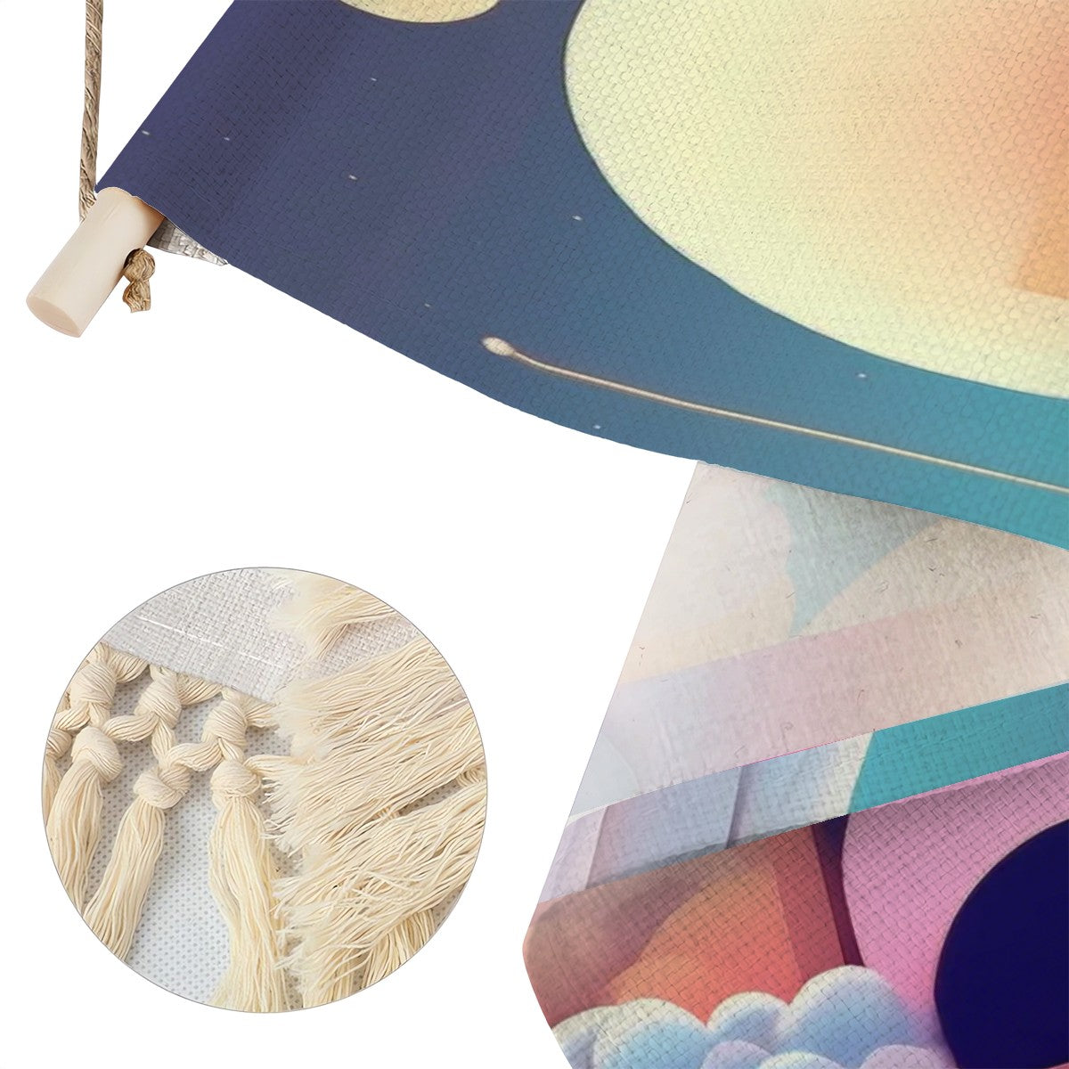 Ethereal Orbit Wall Hanging | Celestial Cotton Linen Tapestry