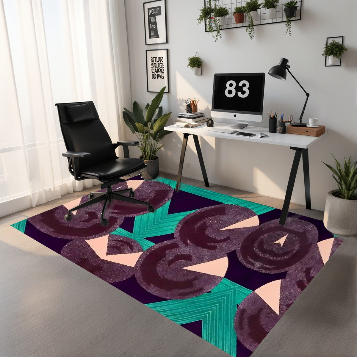 Pretty Prismes Colorful Abstract Area Rug (3x5) - Boho Eclectic Low Pile Rug