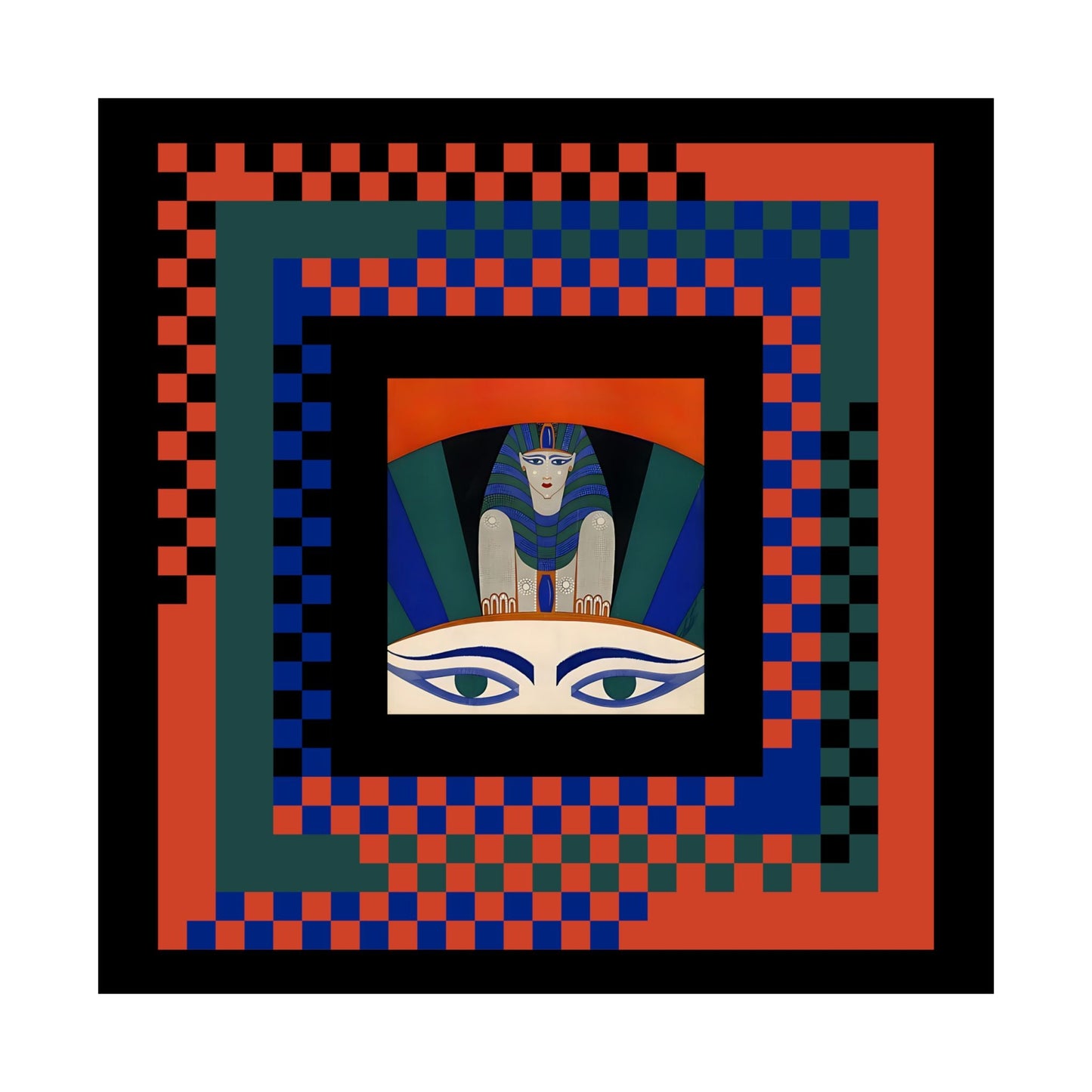 Checkered Egyptian Revival Art Deco Matte Vertical Poster For Gallery Wall - POP DECO