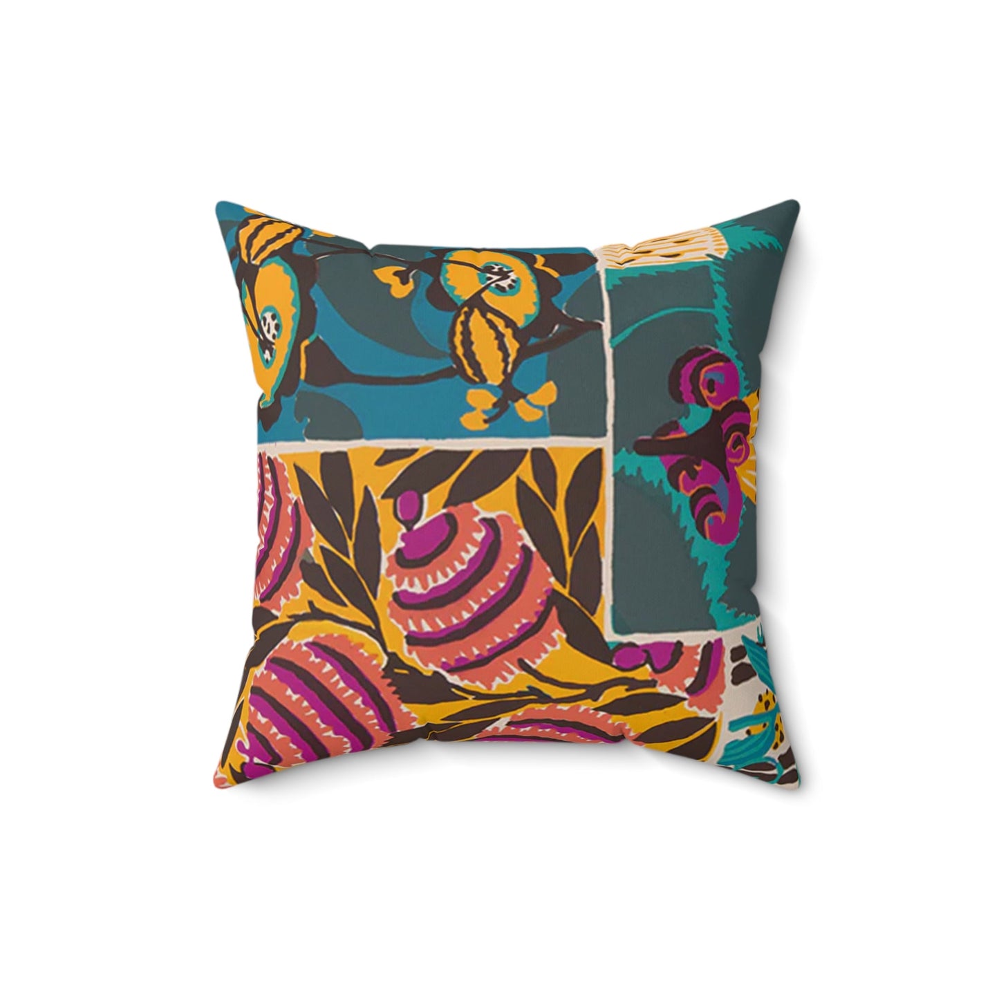 Colorful Abstract Art Deco Floral Boho Square Pillow - POP DECO