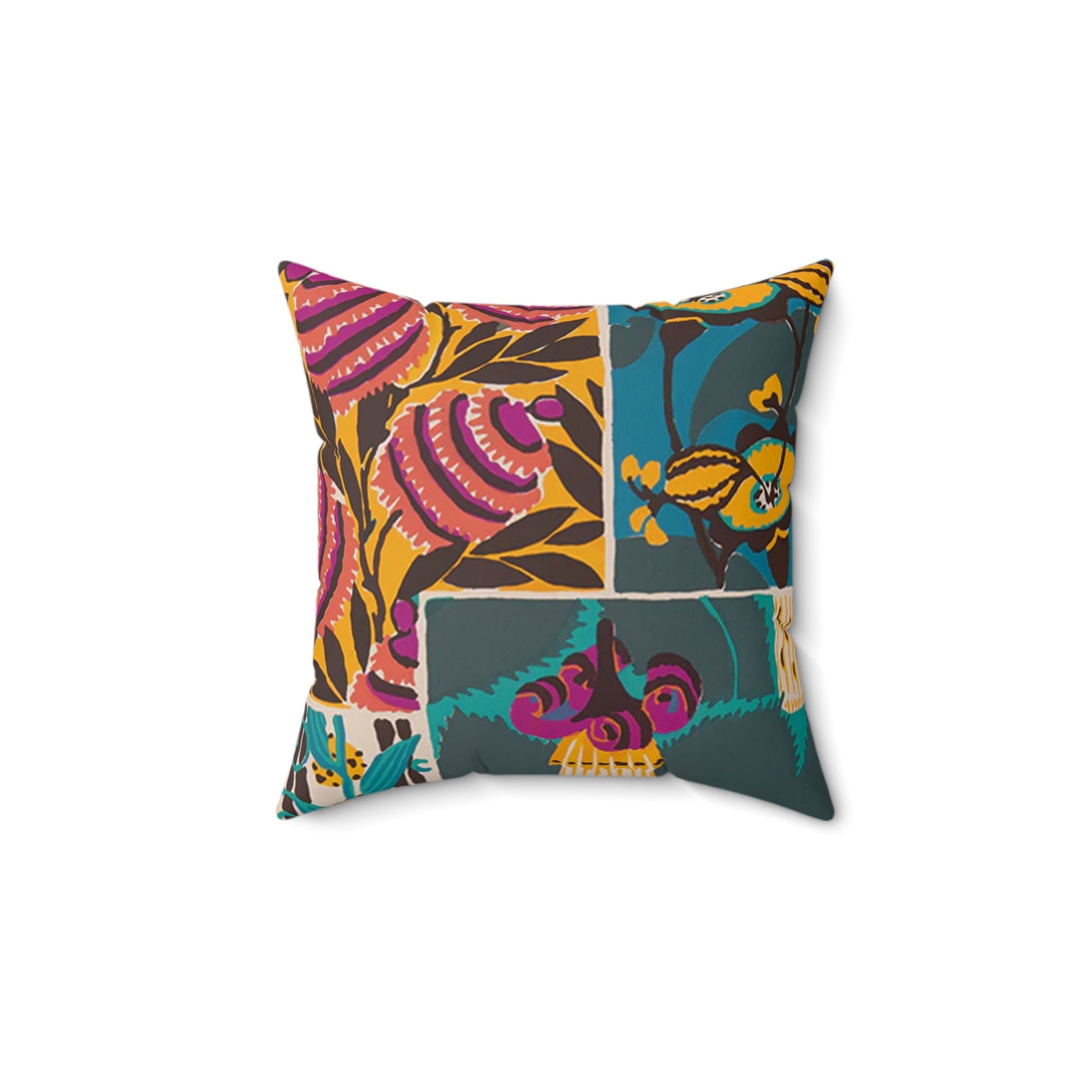 Colorful Abstract Art Deco Floral Boho Square Pillow - POP DECO