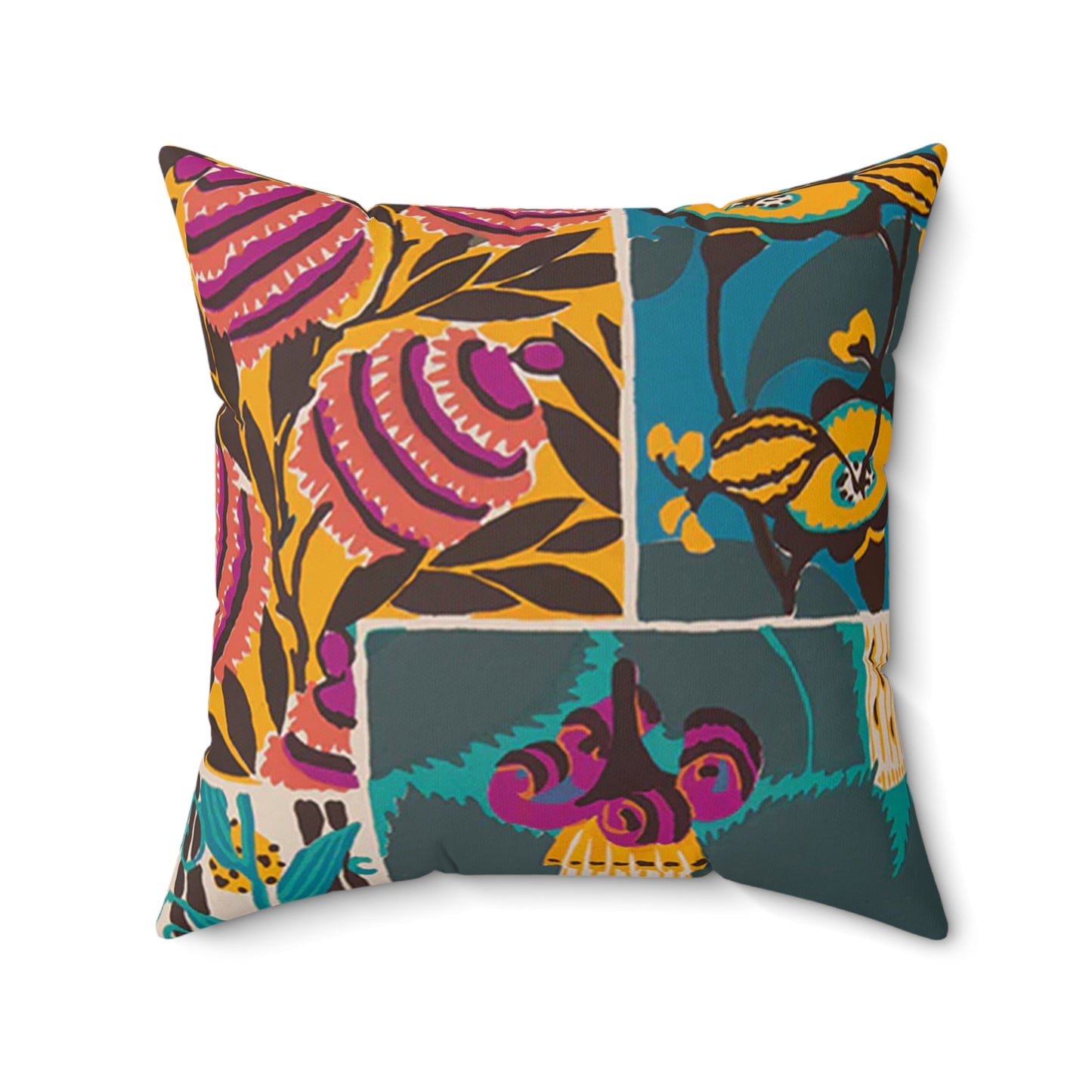 Colorful Abstract Art Deco Floral Boho Square Pillow - POP DECO