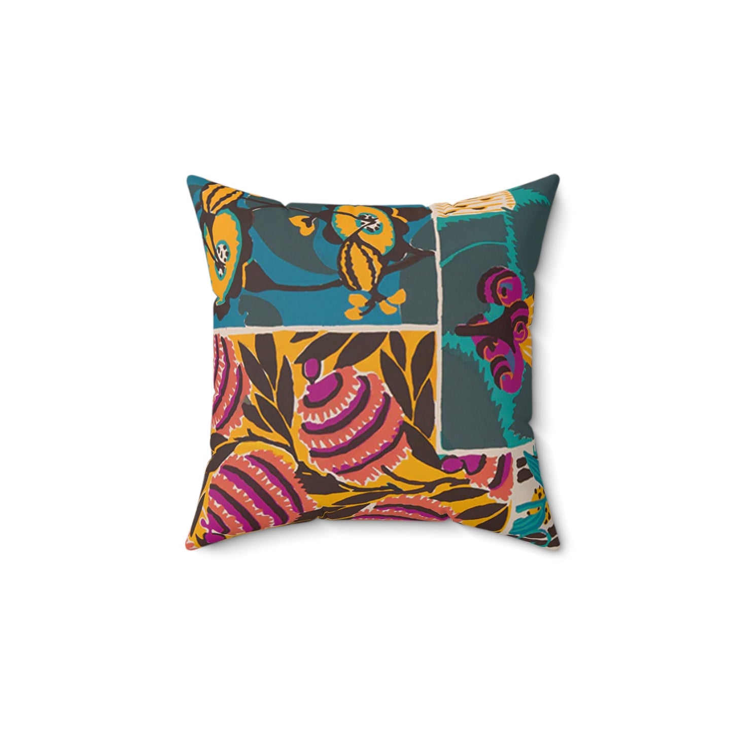 Colorful Abstract Art Deco Floral Boho Square Pillow - POP DECO