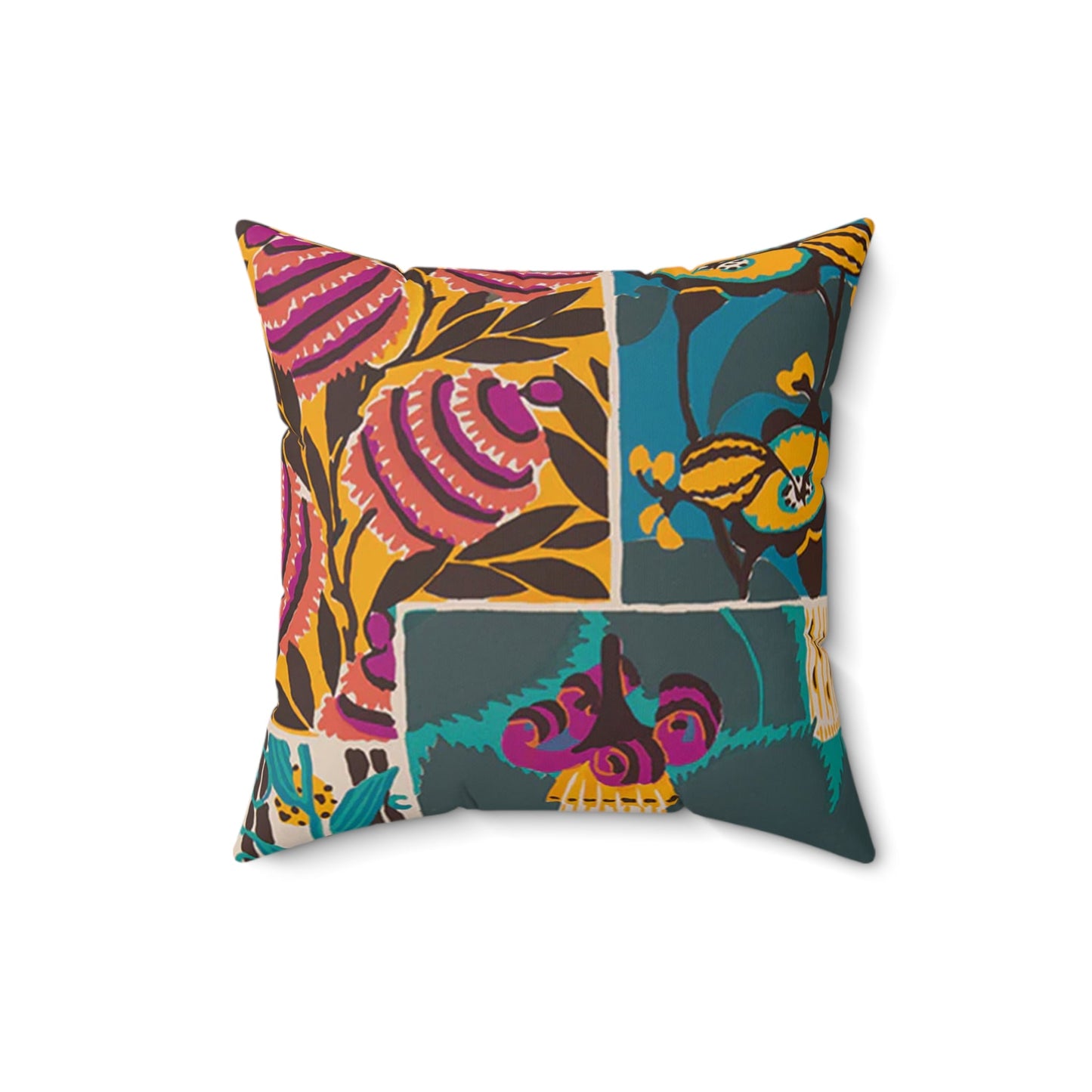 Colorful Abstract Art Deco Floral Boho Square Pillow - POP DECO