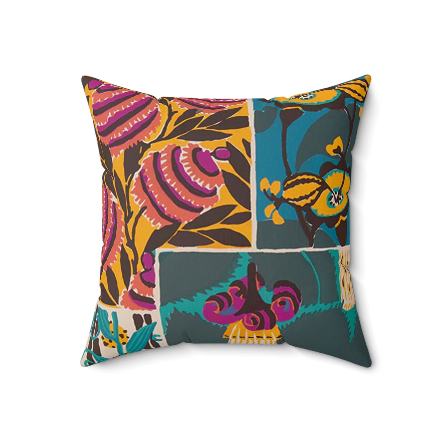 Colorful Abstract Art Deco Floral Boho Square Pillow - POP DECO