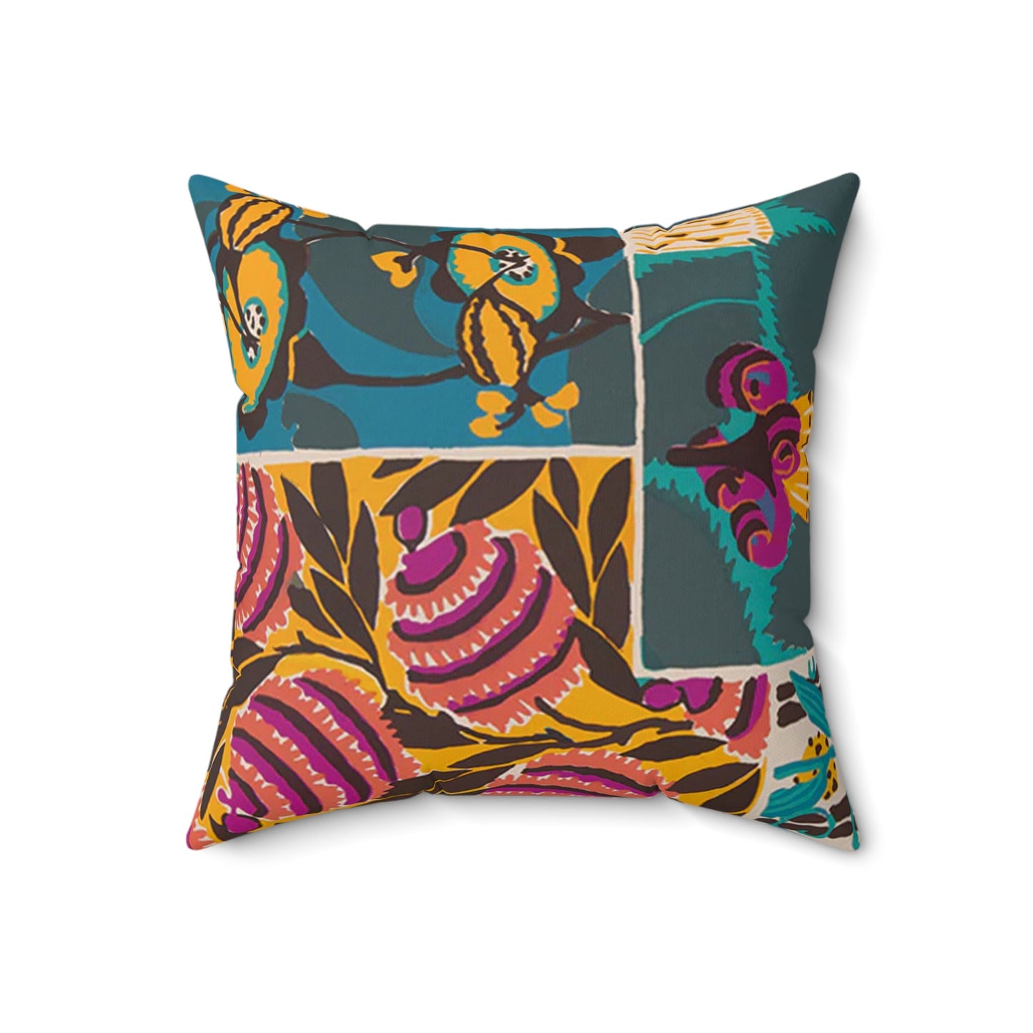 Colorful Abstract Art Deco Floral Boho Square Pillow - POP DECO